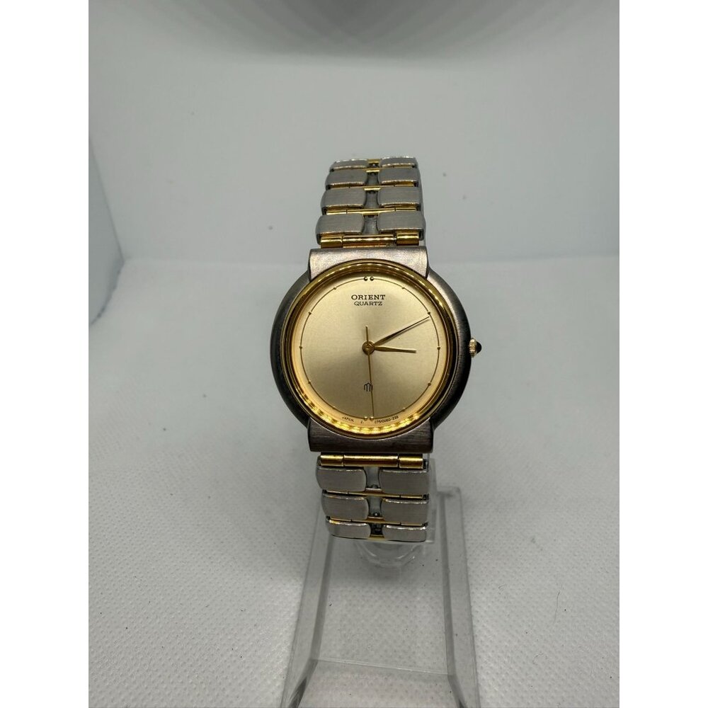 Orient Quartz Mens Two-Tone Gold & Silver Stainless Steel Watch 7" Adjustable Br